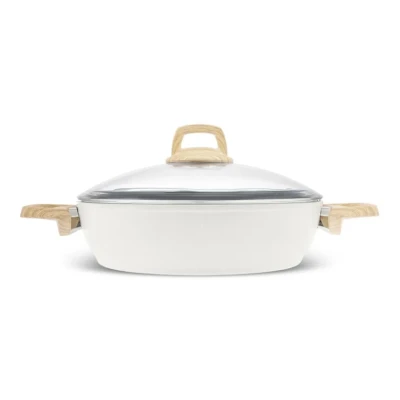 Karaca x Refika Birgül Swiss Crystal Induction Casserole 26 cm Creamy, Medium Size Low Pot, Non-Toxic Casserole, No PFAS, No Harmful Chemicals - 1