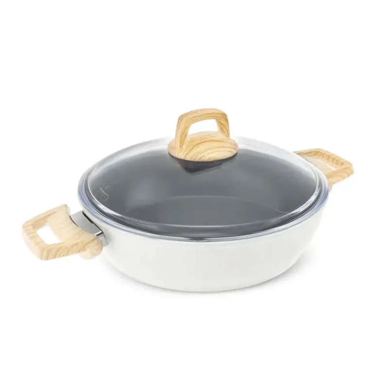 Karaca x Refika Birgul Swiss Crystal Induction Casserole 30 cm Creamy, Non-Stick Large Low Pot, Oil-Free Cooking Casserole, No PFAS, No Harmful Chemicals - 1