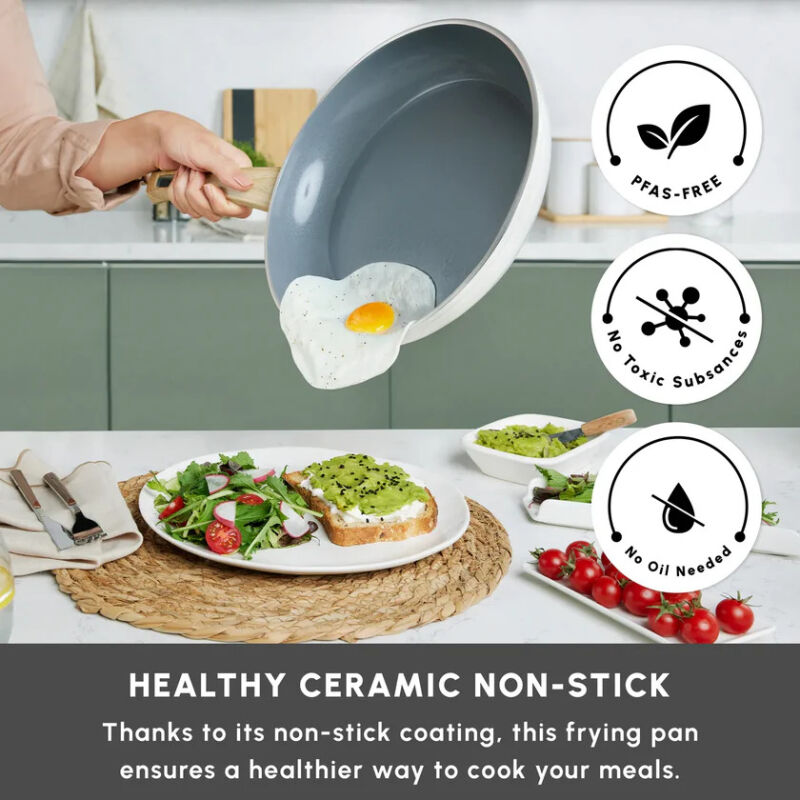 Karaca x Refika Birgül Swiss Crystal Induction Frying Pan 26 Cm Creamy, Non-Toxic Oil-Free Cookware, No PFAS, No Harmful Chemicals, Dishwasher Safe Non-Stick Pan - 4