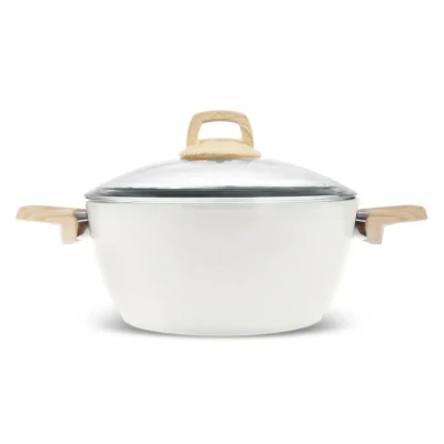 Karaca x Refika Birgül Swiss Crystal Induction Stockpot with Lid 24 cm Creamy, Medium Size Induction Pot, Uniqe Non-Stick Coating Cookware, Non-Toxic, No PFAS - 1