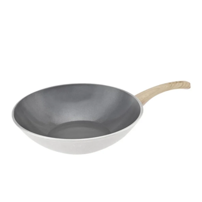 Karaca x Refika Birgül Swiss Crystal Induction Wok Pan 28 cm Creamy, Non-Toxic Wok Pan, Non-Stick Coating Cookware, No Harmful Chemicals - 1