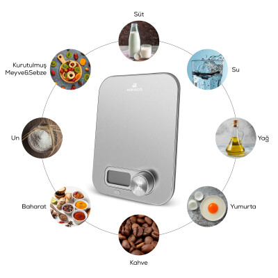 Karaca x Refika'dan Gastro Scale 1004 Self Power Kinetik Enerjili Ekranlı Inox Mutfak Tartısı 5kg Kapasite - 2